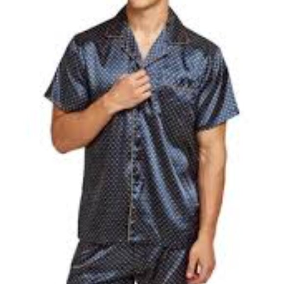2 - NWT NOBLE MOUNT MEN'S PREMIUM SATIN SHORT PAJAMA SET - Picture 2 of 7